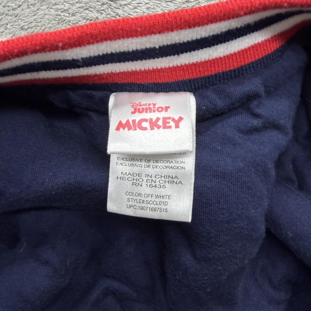 Disney Mickey Donald‎ Pluto Sherpa Varsity Jacket Youth 5-6 White Navy Fleece - Picture 3 of 13